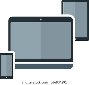 Flat laptop, tablet and smartphone. EPS 10