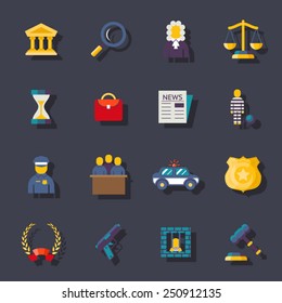 Flat law icons set