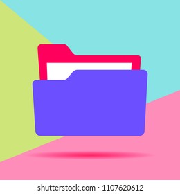 Flat lay art design graphic image of folder icon on pink and blue background
