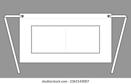 Flat Lay Blank White Half Waist Apron Template on Gray Background, Vector File