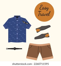 Flat lay clothes illustration background and object 