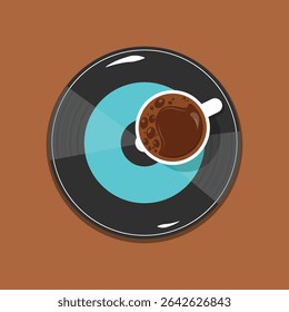 Flat Lay Coffee with Record Plate