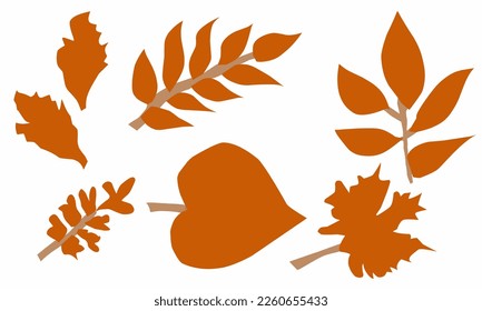 flat lay design. Dry leaf view from above can be used as symbol, icon, background. flatdesign