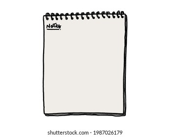 Flaches Doodle-Template aus Papier und Schreibwaren. Schwarz-Weiß-Vektorgrafik, Draufsicht.