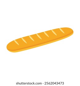 Flat Lay Illustration of a Freshly Baked Baguette