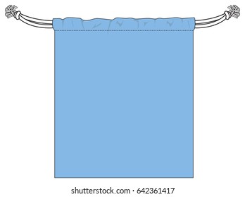 Flat Lay Light Blue Drawstring Bag Template on White Background, Vector File.