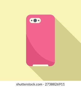 Flat lay of a minimalistic pastel pink mobile phone case with a shadow effect