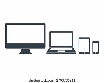 Flat lay of modern electronic devices arranged neatly in a clean minimalist composition