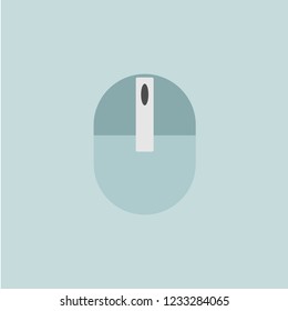 Flat lay mouse vector illustration on lght blue backgrund