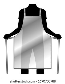 Flat Lay Plastic PVC Transparent Apron Template on White Background, Vector File.