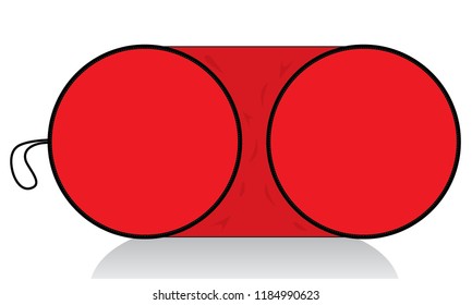 Flat Lay Red Car Window Sun Shade With Circle Shape Template on White Background, Vector File.