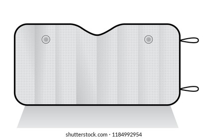 Flat Lay Reflective Car Window Sun Shade Template on White Background, Vector File