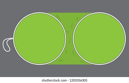 Flat Lay Reflective Green Car Window Sun Shade With Circle Shape Template on Gray Background, Vector File.