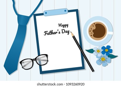 Flat lay style Fathers day card banner template.