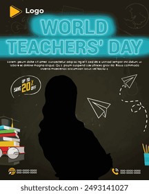 Flat lay teacher's day celebration with instagram and facebook banner poster template design | Teacher's day congratulations banner poster template design | Realistic teachers day with social media 