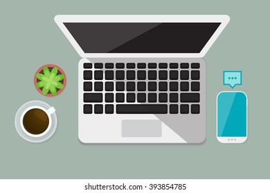 Flat lay technology vector illustration