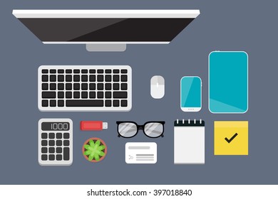 Flat lay technology vector illustration