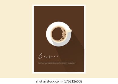 Flat Lay Template Minimalist design cup of coffee