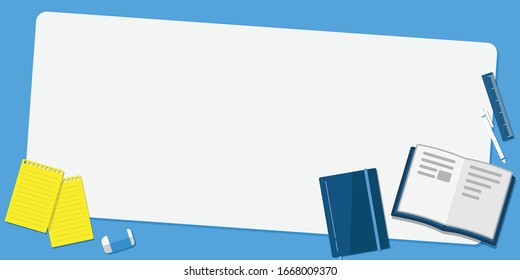 flat Lay top view staionary vector mockup set.