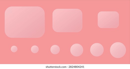 A flat lay top-down view of various sizes of pink hydrocolloid acne patches arranged on a rectangular backing sheet, isolated against a solid light pink background.