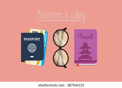 Flat Lay Travel vector illustration