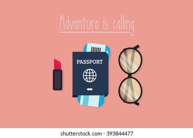 Flat Lay Travel vector illustration