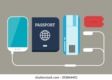 Flat Lay Travel vector illustration