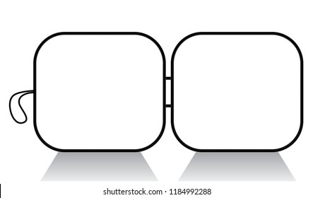 Flat Lay White Car Window Sun Shade With Square Rounded Shape Vector.