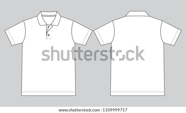 Flat Lay\
White Short Sleeves Polo Shirt Template on Gray Background.Front\
and Back View, Vector\
File