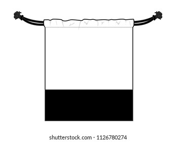 Flat Lay White-Black Drawstring Bag Design on White Background, Vector File.