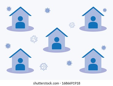Flat Layer Cartoon of Human Stay Home Protect Themselves From Corona Virus or Covid-19