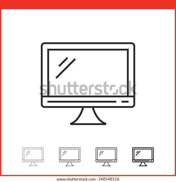 Flat Lcd Led Screen Icon Vector Stock Vector Royalty Free 348548516