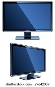 flat LCD television isolated on white