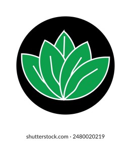 Flat leaf icon isolated on white background. Element design for natural bio label. EPS 10 vector illustration.