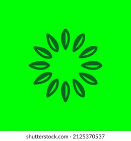 flat leaf round logo design