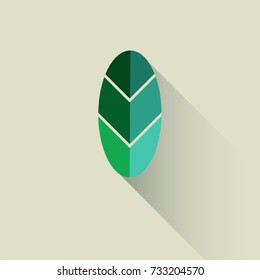 Flat leaf of tree with veinlets and shadow. Vector logo