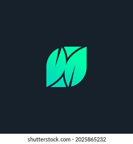 Flat Leaves Icons Abstract Green Leaf Logo Vector Design Stock Illustration