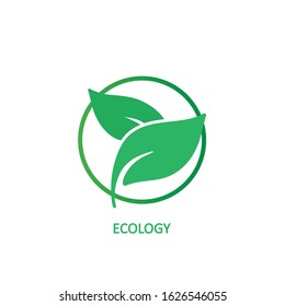 Flat leaves icons in a circle. Vector illustration.