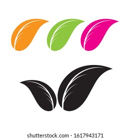Flat Leaves Icons Logo Vector Illustration