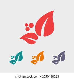Flat leaves icons. Vector illustration,green leaf , eco vector icon