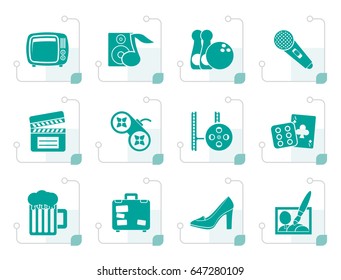 Flat Leisure activity and objects icons - vector icon set