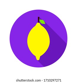 Flat Lemon Circle Icon.  Vector Illustration of Fruit Object.