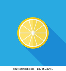 Flat Lemon Slice With Long Shadow