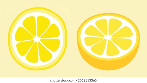 Flat Lemon Slices Vector Clipart for Healthy Design