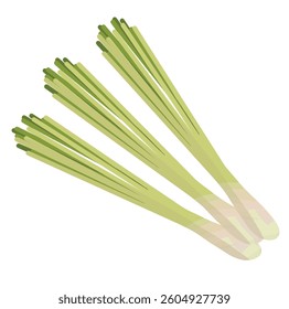 A flat lemongrass icon with long, thin green-yellow stalks and pale white bases, designed in a clean, minimal style to reflect fresh herbal ingredients.

