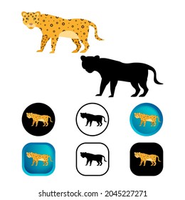 Flat Leopard Animal Icon Collection