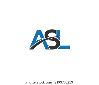 Flat Letter ASL Logo Design Icon Modern Vector Concept Illustration.