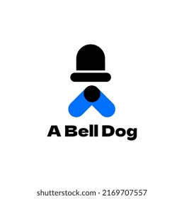 flat letter a bell dog logo template