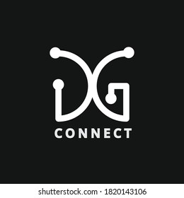 Flachbrief D und G. Logo, Vektordesign. Logo der Netzwerk- und Computerfirma