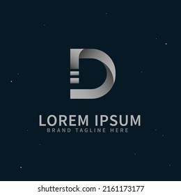 Flat letter D icon logo template vector illusration